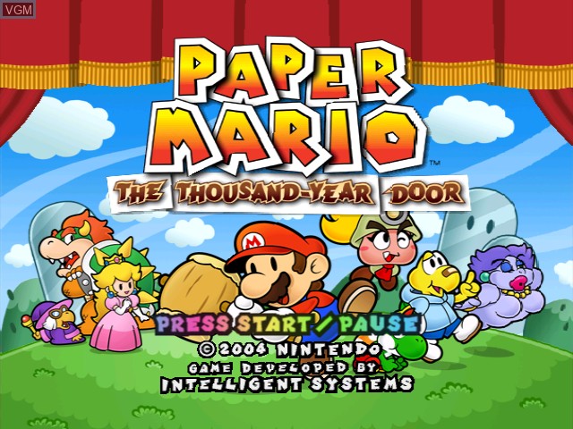 Image de l'ecran titre du jeu Paper Mario - The Thousand-Year Door sur Nintendo GameCube