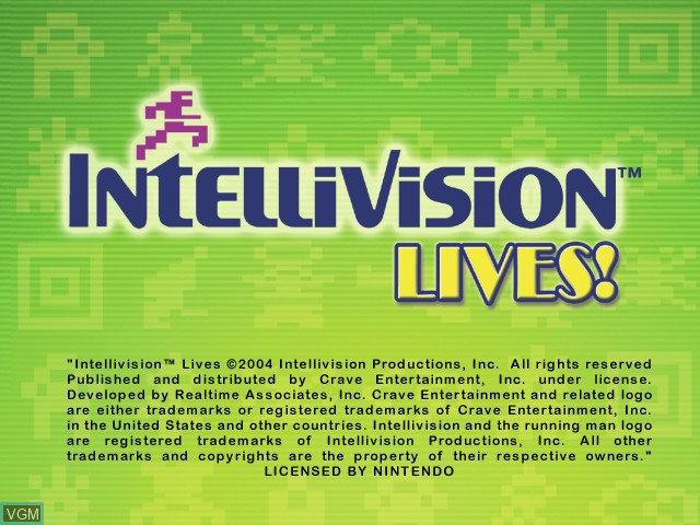 Image de l'ecran titre du jeu Intellivision Lives! sur Nintendo GameCube