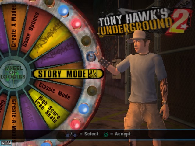 Image de l'ecran titre du jeu Tony Hawk's Underground 2 sur Nintendo GameCube