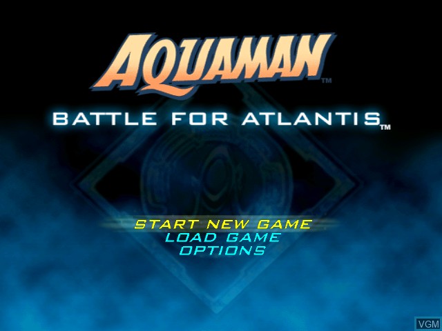 Image de l'ecran titre du jeu Aquaman - Battle for Atlantis sur Nintendo GameCube
