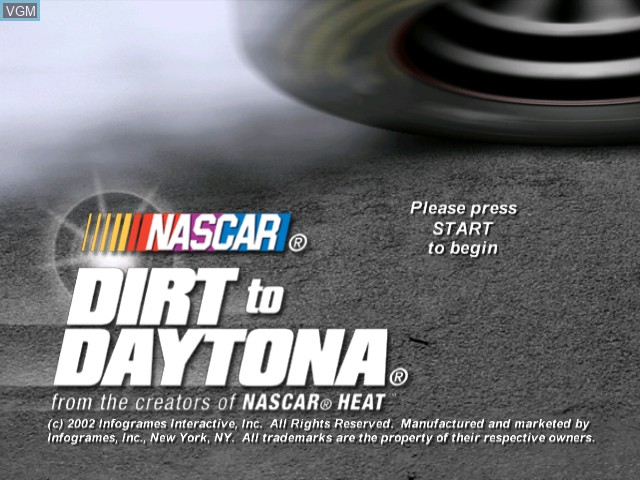 Image de l'ecran titre du jeu NASCAR - Dirt to Daytona sur Nintendo GameCube