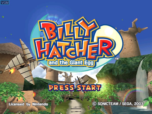 Image de l'ecran titre du jeu Billy Hatcher and the Giant Egg sur Nintendo GameCube