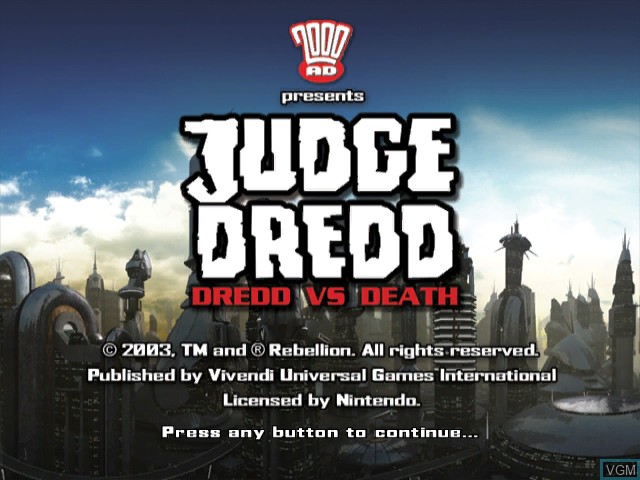 Image de l'ecran titre du jeu Judge Dredd - Dredd vs Death sur Nintendo GameCube