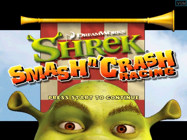 Image de l'ecran titre du jeu Shrek Smash n' Crash Racing sur Nintendo GameCube