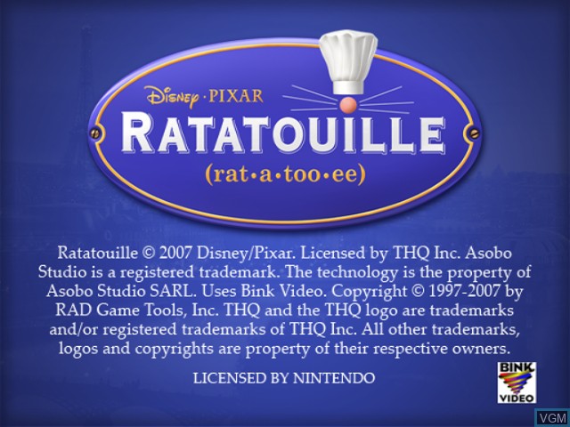 Image de l'ecran titre du jeu Ratatouille sur Nintendo GameCube