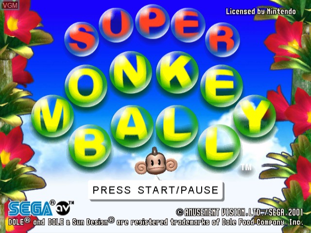 Image de l'ecran titre du jeu Super Monkey Ball sur Nintendo GameCube