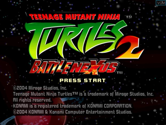 Image de l'ecran titre du jeu Teenage Mutant Ninja Turtles 2 - Battle Nexus sur Nintendo GameCube