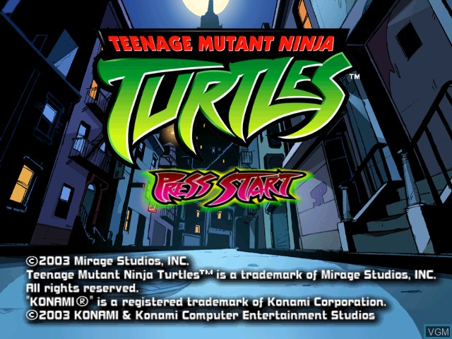 Image de l'ecran titre du jeu Teenage Mutant Ninja Turtles sur Nintendo GameCube