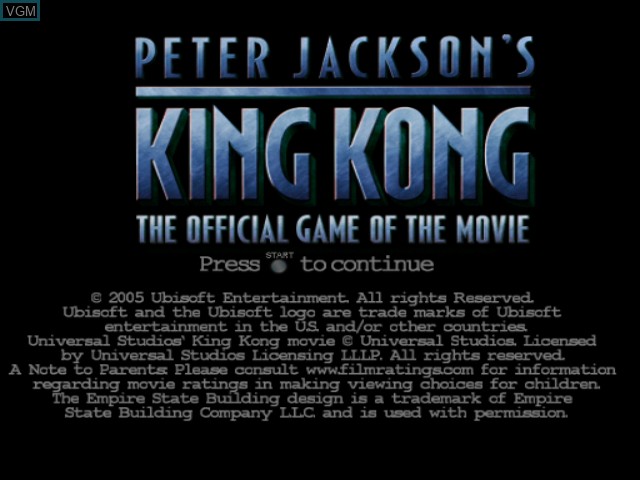 Image de l'ecran titre du jeu King Kong - The Official Game of the Movie sur Nintendo GameCube