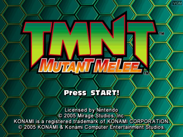 Image de l'ecran titre du jeu TMNT - Mutant Melee sur Nintendo GameCube