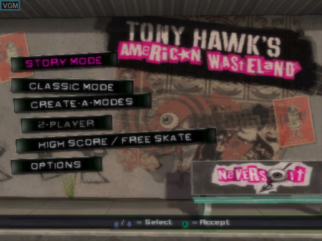 Image de l'ecran titre du jeu Tony Hawk's American Wasteland sur Nintendo GameCube
