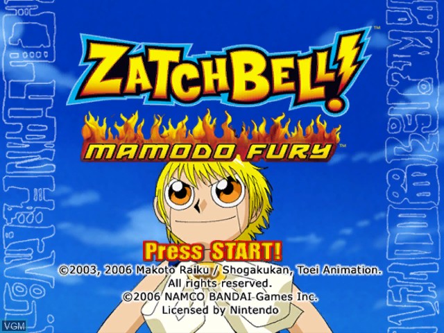 Image de l'ecran titre du jeu Zatch Bell! Mamodo Fury sur Nintendo GameCube