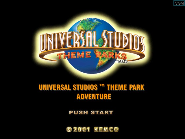Image de l'ecran titre du jeu Universal Studios Theme Parks Adventure sur Nintendo GameCube