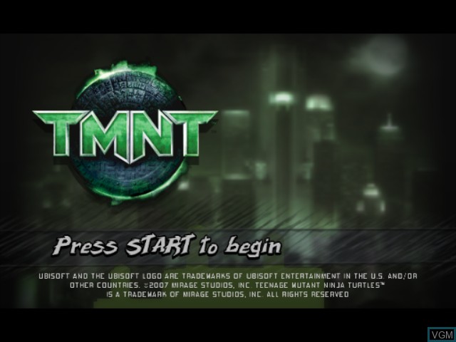 Image de l'ecran titre du jeu TMNT sur Nintendo GameCube