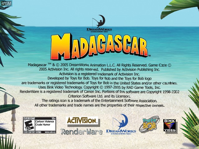 Image de l'ecran titre du jeu Madagascar sur Nintendo GameCube