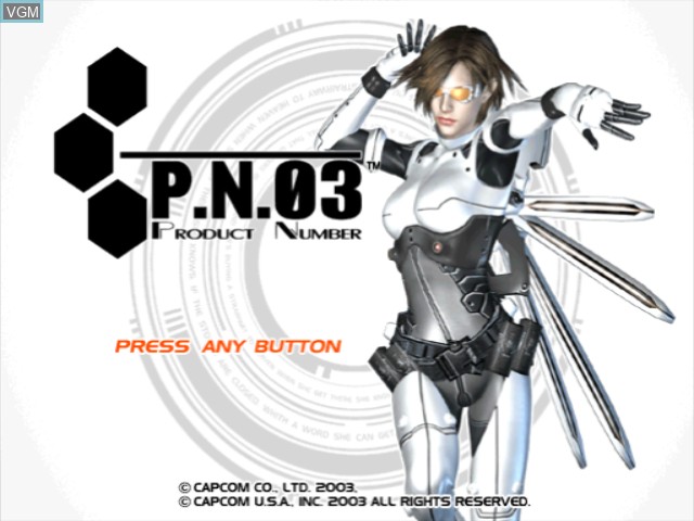 Image de l'ecran titre du jeu P.N. 03 sur Nintendo GameCube