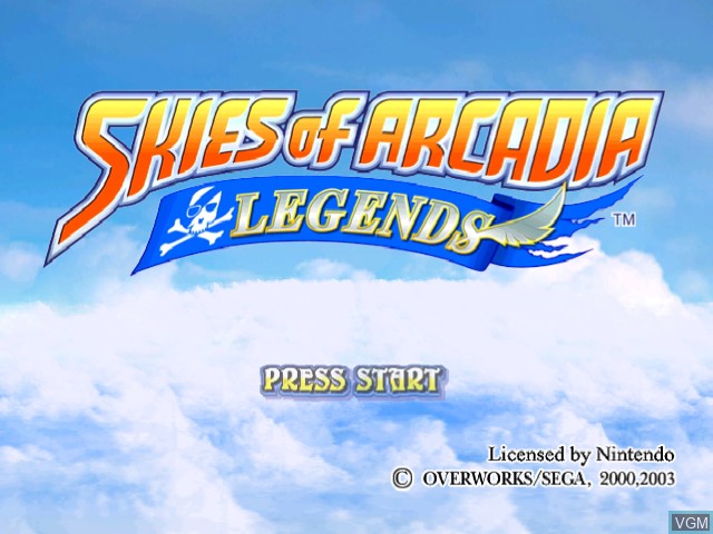 Image de l'ecran titre du jeu Skies of Arcadia Legends sur Nintendo GameCube