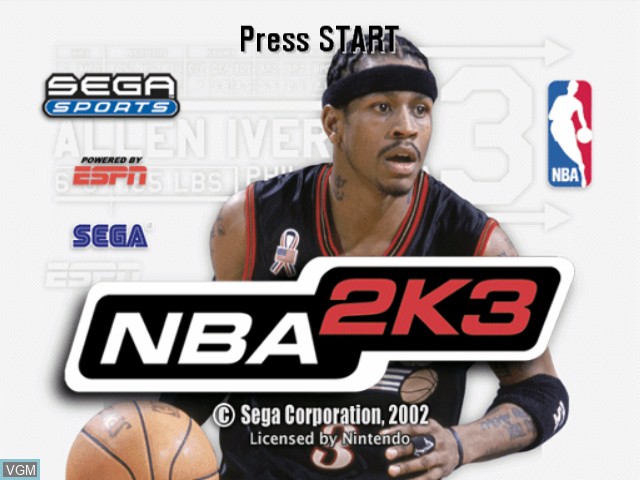 Image de l'ecran titre du jeu NBA 2K3 sur Nintendo GameCube
