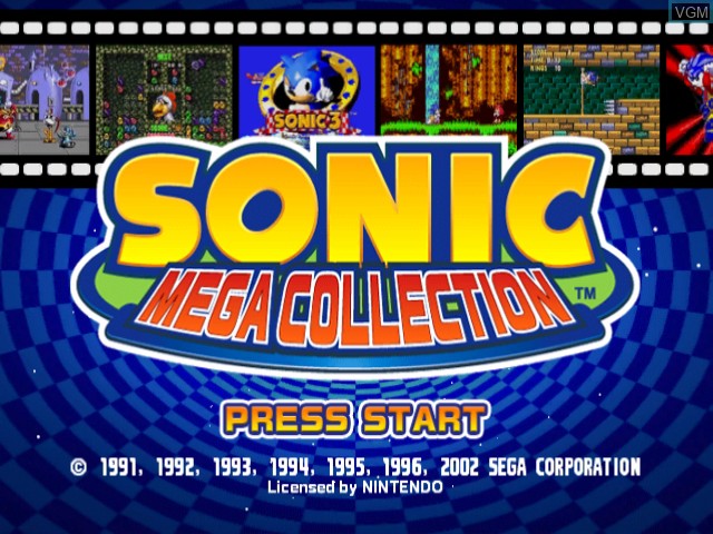 Image de l'ecran titre du jeu Sonic Mega Collection sur Nintendo GameCube