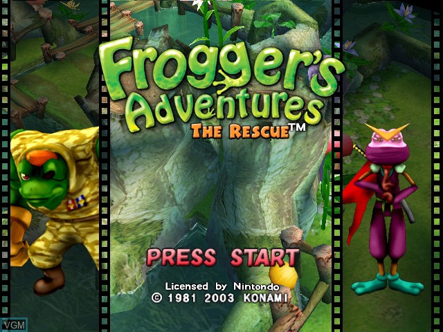 Image de l'ecran titre du jeu Frogger's Adventures - The Rescue sur Nintendo GameCube