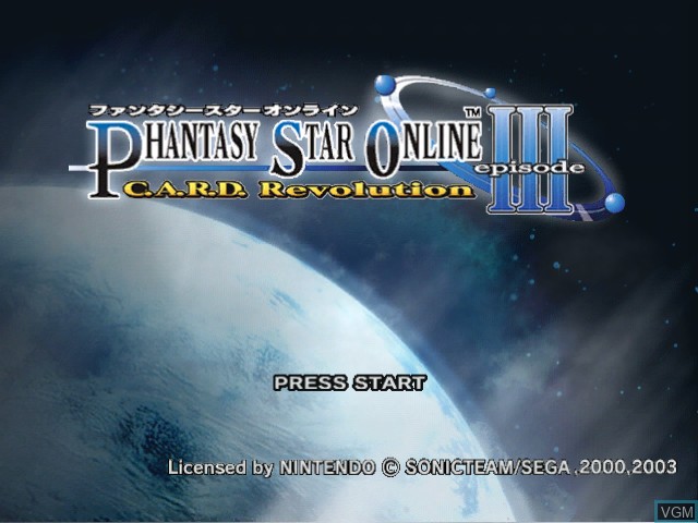 Image de l'ecran titre du jeu Phantasy Star Online Episode III - C.A.R.D. Revolution sur Nintendo GameCube