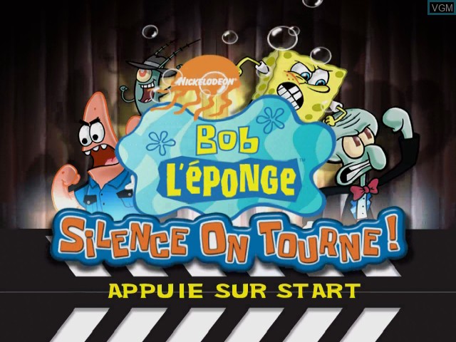 Image de l'ecran titre du jeu Bob l'Éponge - Silence on Tourne! sur Nintendo GameCube