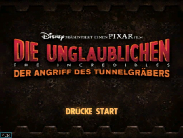 Image de l'ecran titre du jeu Unglaublichen, Die - The Incredibles - Der Angriff des Tunnelgrabers sur Nintendo GameCube