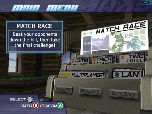 Image du menu du jeu 1080° Avalanche sur Nintendo GameCube