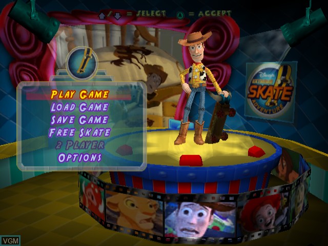 Image du menu du jeu Disney's Extreme Skate Adventure sur Nintendo GameCube