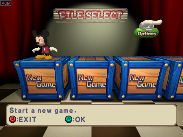 Image du menu du jeu Disney's Hide & Sneak sur Nintendo GameCube