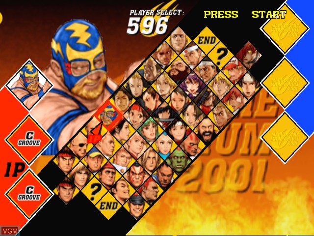 Image du menu du jeu Capcom vs. SNK 2 EO - Millionaire Fighting 2001 sur Nintendo GameCube
