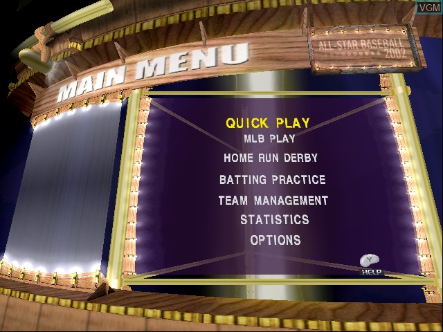 Image du menu du jeu All-Star Baseball 2002 sur Nintendo GameCube