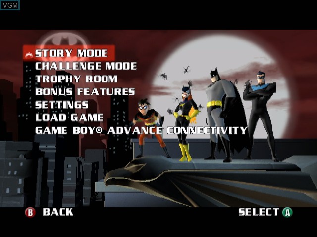 Image du menu du jeu Batman - Rise of Sin Tzu sur Nintendo GameCube