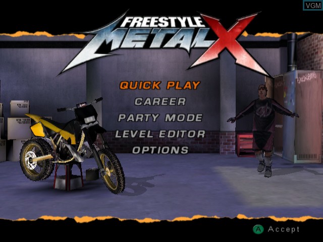 Image du menu du jeu Freestyle Metal X sur Nintendo GameCube