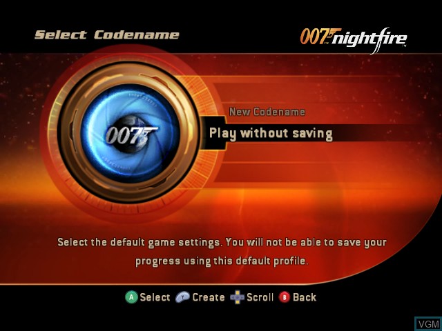 Image du menu du jeu 007 - NightFire sur Nintendo GameCube