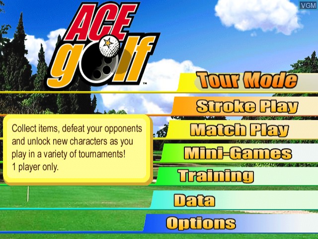 Image du menu du jeu Ace Golf sur Nintendo GameCube