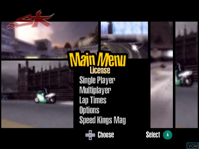 Image du menu du jeu Speed Kings sur Nintendo GameCube
