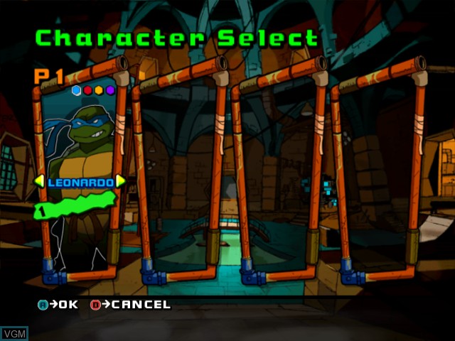 Image du menu du jeu Teenage Mutant Ninja Turtles 2 - Battle Nexus sur Nintendo GameCube