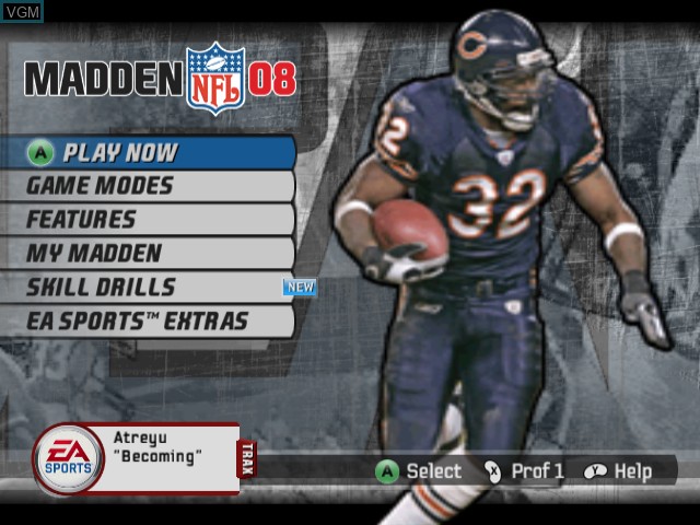 Image du menu du jeu Madden NFL 08 sur Nintendo GameCube