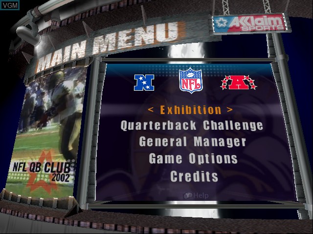 Image du menu du jeu NFL Quarterback Club 2002 sur Nintendo GameCube