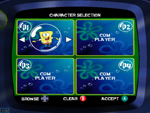 Image du menu du jeu SpongeBob SquarePants - Lights, Camera, Pants! sur Nintendo GameCube