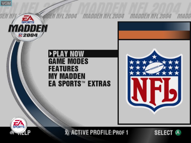 Image du menu du jeu Madden NFL 2004 sur Nintendo GameCube
