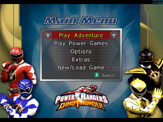 Image du menu du jeu Power Rangers - Dino Thunder sur Nintendo GameCube