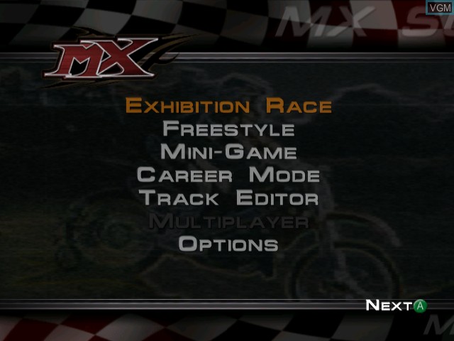 Image du menu du jeu MX Superfly sur Nintendo GameCube