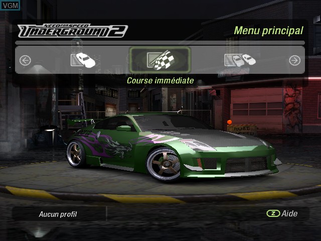 Image du menu du jeu Need for Speed Underground 2 sur Nintendo GameCube