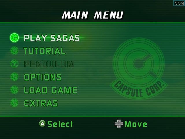Image du menu du jeu Dragon Ball Z - Sagas sur Nintendo GameCube