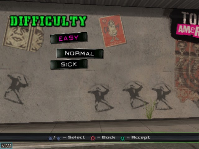 Image du menu du jeu Tony Hawk's American Wasteland sur Nintendo GameCube