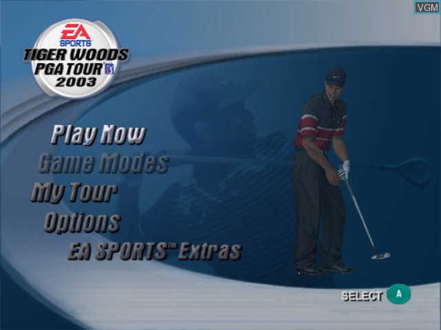 Image du menu du jeu Tiger Woods PGA Tour 2003 sur Nintendo GameCube
