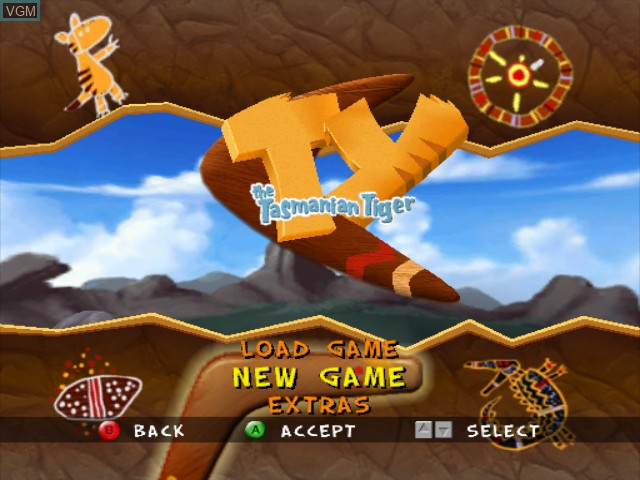 Image du menu du jeu Ty the Tasmanian Tiger sur Nintendo GameCube