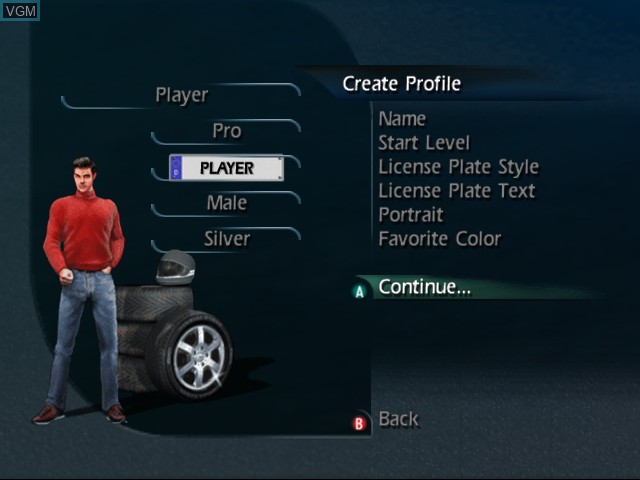 Image du menu du jeu World Racing sur Nintendo GameCube